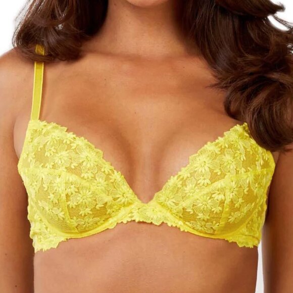 Playful Promises Audre Yellow Floral Embroidered Bra - Picture 5 of 6